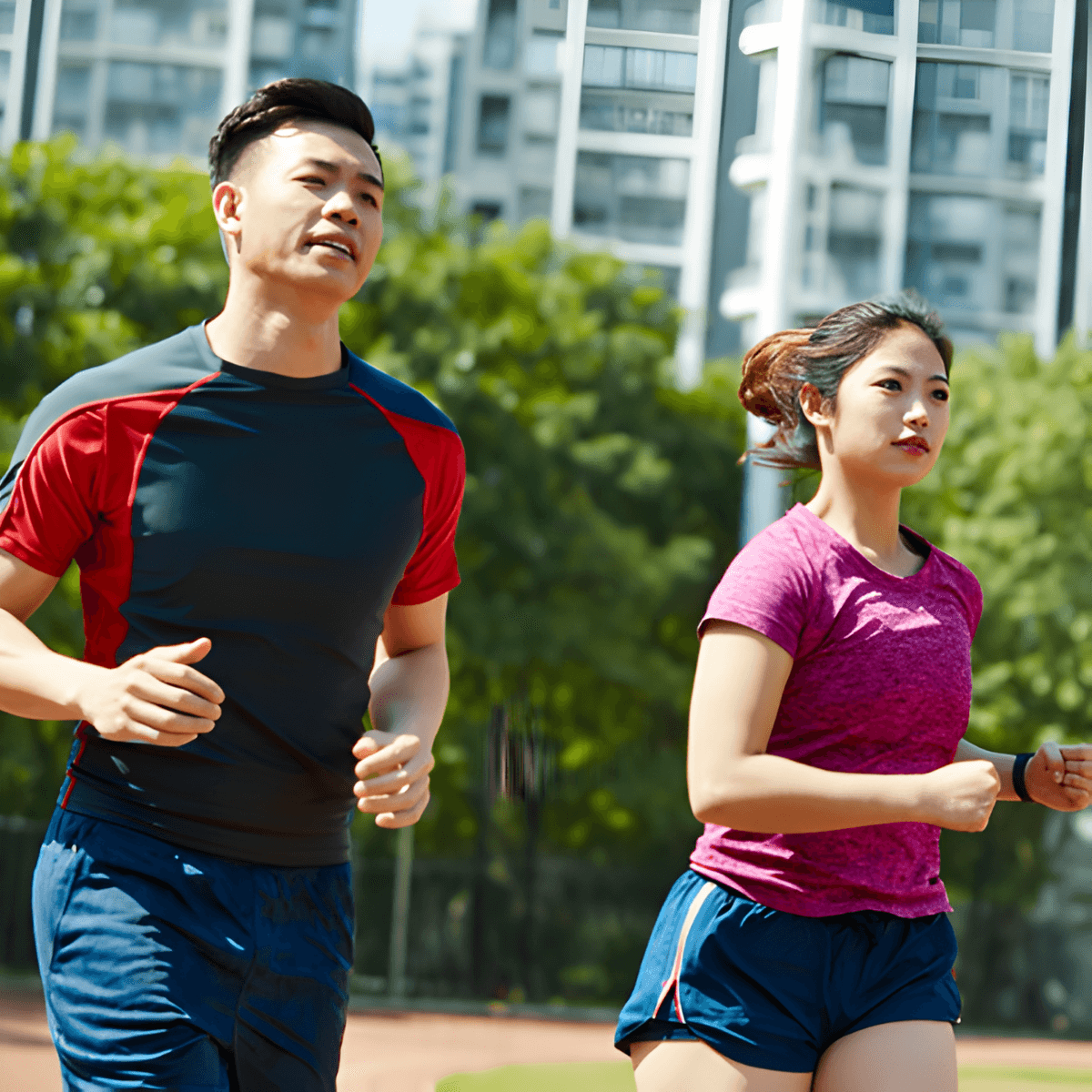 Two people jogging outdoors